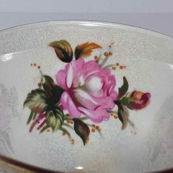 Norcrest Teacup and Saucer Pink Flowers Opalescent Vintage - Picture 4 of 9